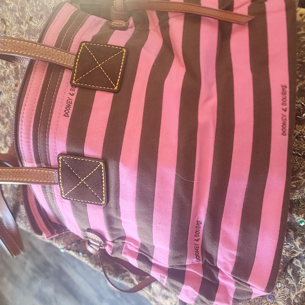 Dooney & Bourke Pink and Brown Striped Tote